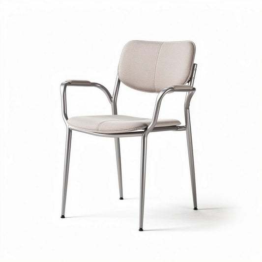 Cadeira de metal com assento em tecido bege para uso interno 45 x 50 x 80cm